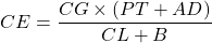 \[CE = \frac{CG \times (PT + AD)}{CL + B}\]