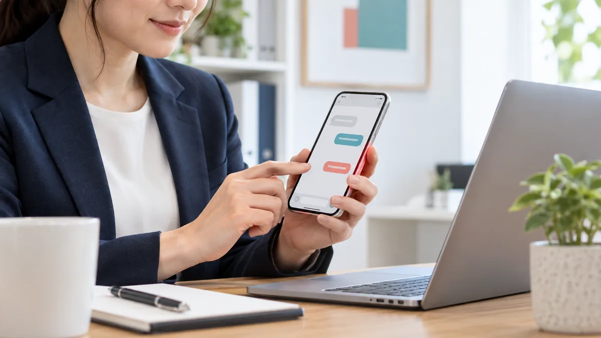 スマートフォンから相談を送るイメージ